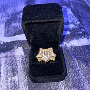 925 Sterling silver Gold Icy Star Ring